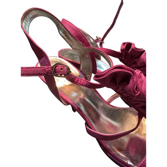 Jacqueline Ferrar Womens Burgundy Satin Strappy Heeled Sandals Size 8 - Picture 7 of 10